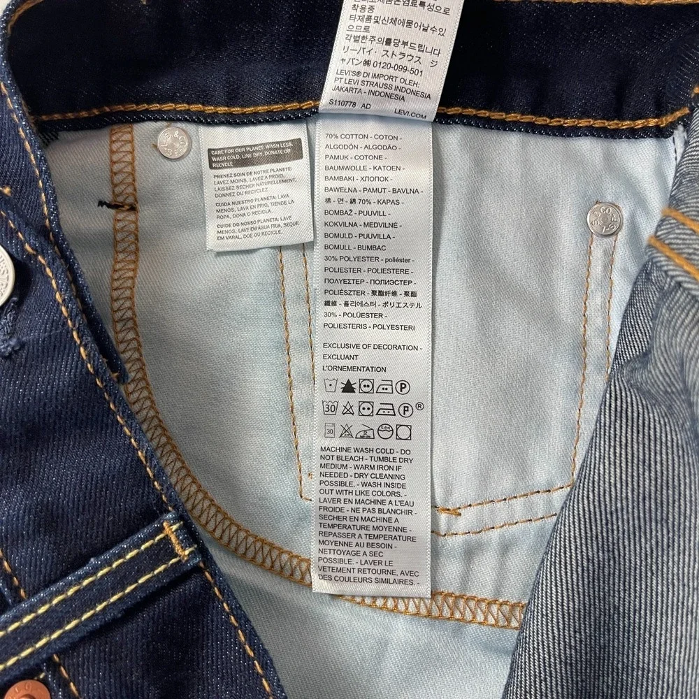 Levis 513 Jeans Mens 38x32 Blue Slim Straight Dark Wash Indigo Preppy Grunge
